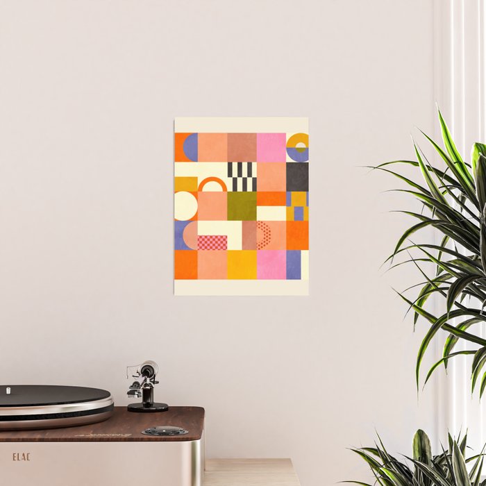 mid century mod shapes checkers Poster Gallery Image 2