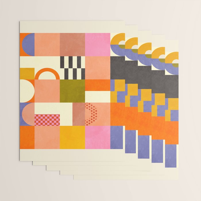 mid century mod shapes checkers Wrapping Paper Gallery Image 3