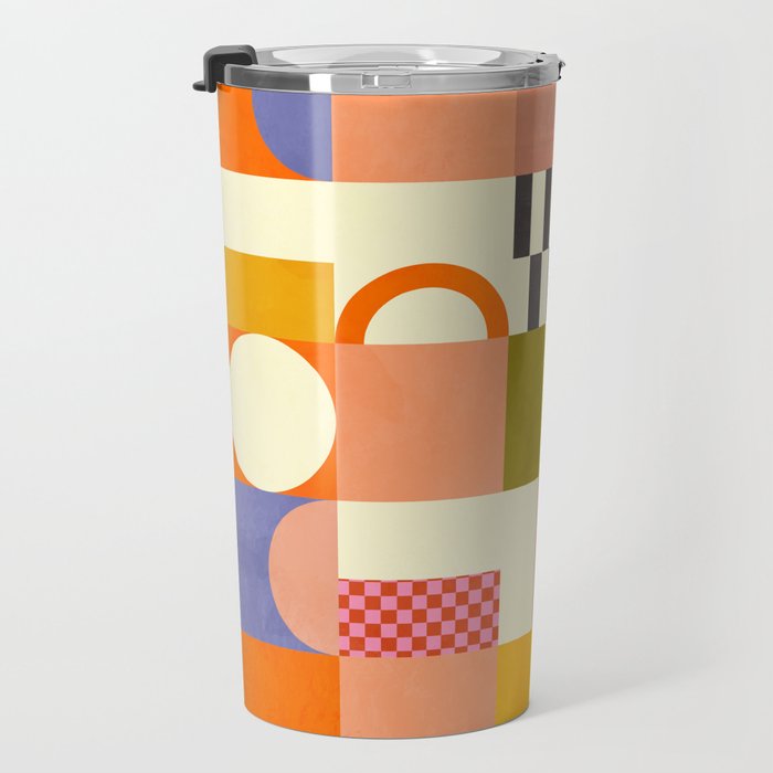 mid century mod shapes checkers Travel Mug Gallery Image 3