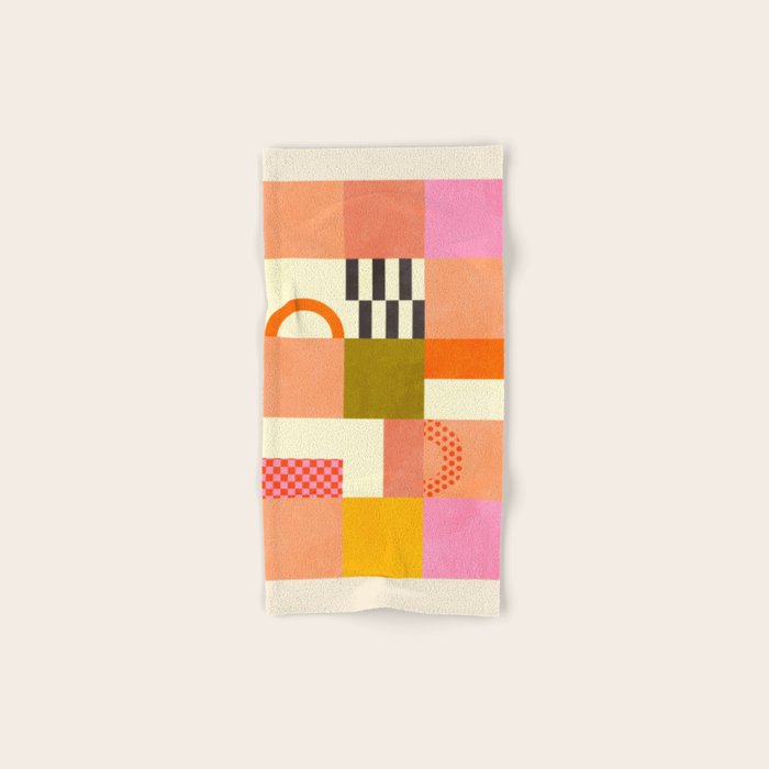 mid century mod shapes checkers Bath Towel Gallery Image 1