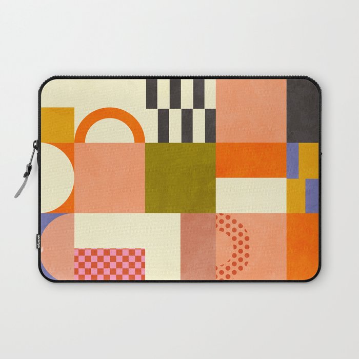 mid century mod shapes checkers Laptop Sleeve Gallery Image 1