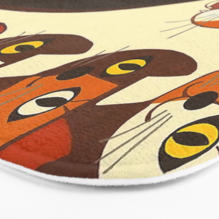 Inagaki Tomoo Vintage Japanese Woodblock print mid century Modern Cubism Art Cats Feline Bath Mat Gallery Image 3