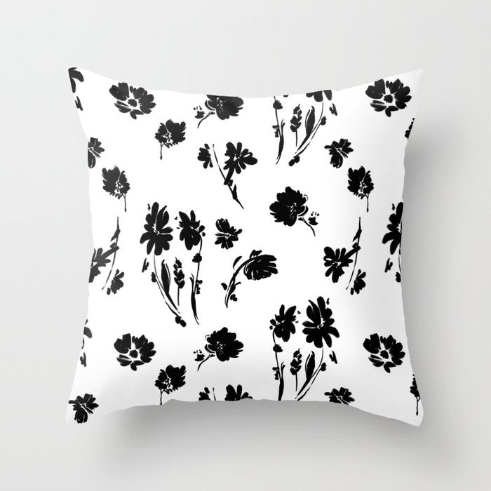 Brushstrokes meadow flowers BN Throw Pillow Gallery Image 6