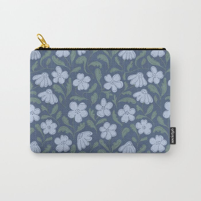 Moody Botanical Blooms on Slate Blue Carry All Pouch Gallery Image 1