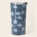 Moody Botanical Blooms on Slate Blue Travel Mug Gallery Image 2