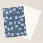 Moody Botanical Blooms on Slate Blue Stationery Card Gallery Image 2