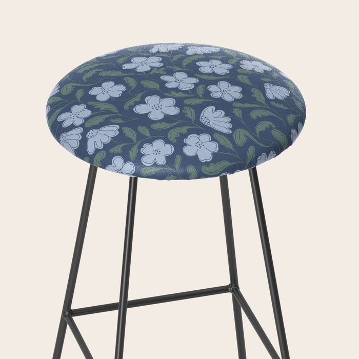 Moody Botanical Blooms on Slate Blue Stool Gallery Image 2