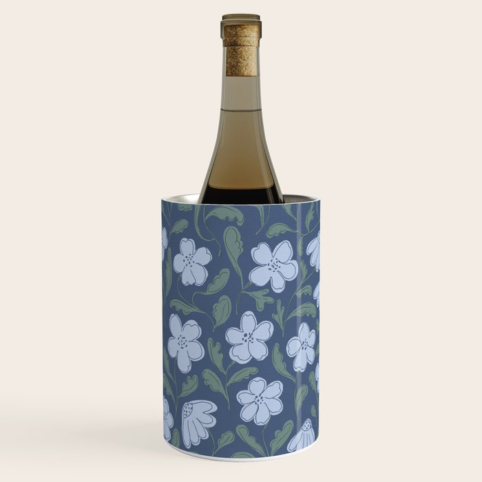 Moody Botanical Blooms on Slate Blue Wine Chiller Gallery Image 1