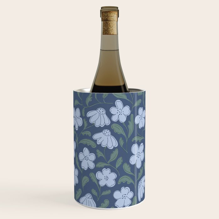 Moody Botanical Blooms on Slate Blue Wine Chiller Gallery Image 2