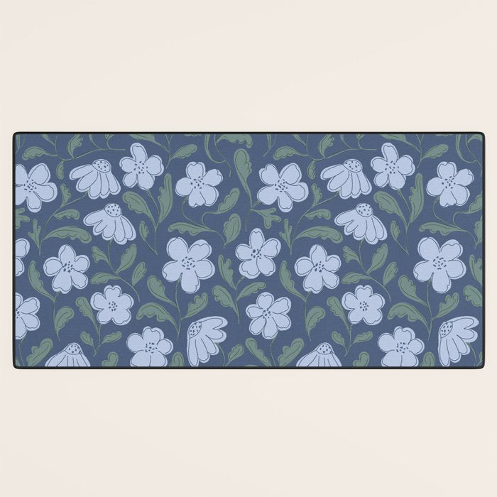 Moody Botanical Blooms on Slate Blue Desk Mat Gallery Image 3