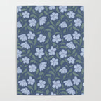Moody Botanical Blooms on Slate Blue Poster Gallery Image 4