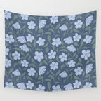 Moody Botanical Blooms on Slate Blue Wall Tapestry Gallery Image 4