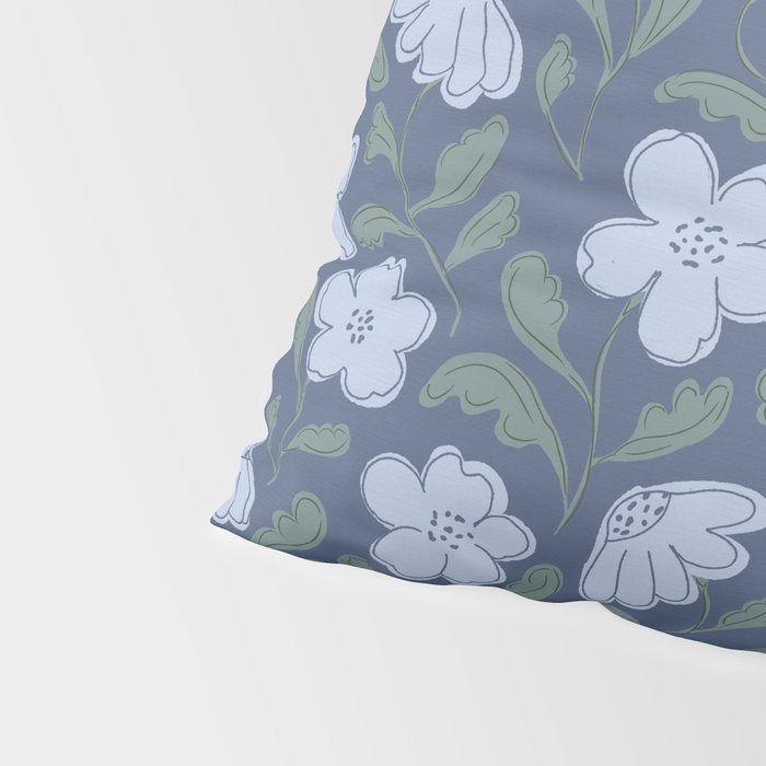 Moody Botanical Blooms on Slate Blue Pillow Sham Gallery Image 4