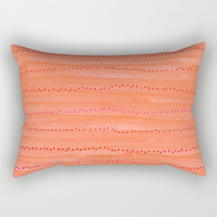 Minimal Doodle Dots in Chili Red Rectangular Pillow Gallery Image 1