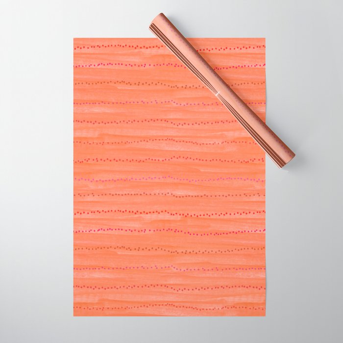 Minimal Doodle Dots in Chili Red Wrapping Paper Gallery Image 1