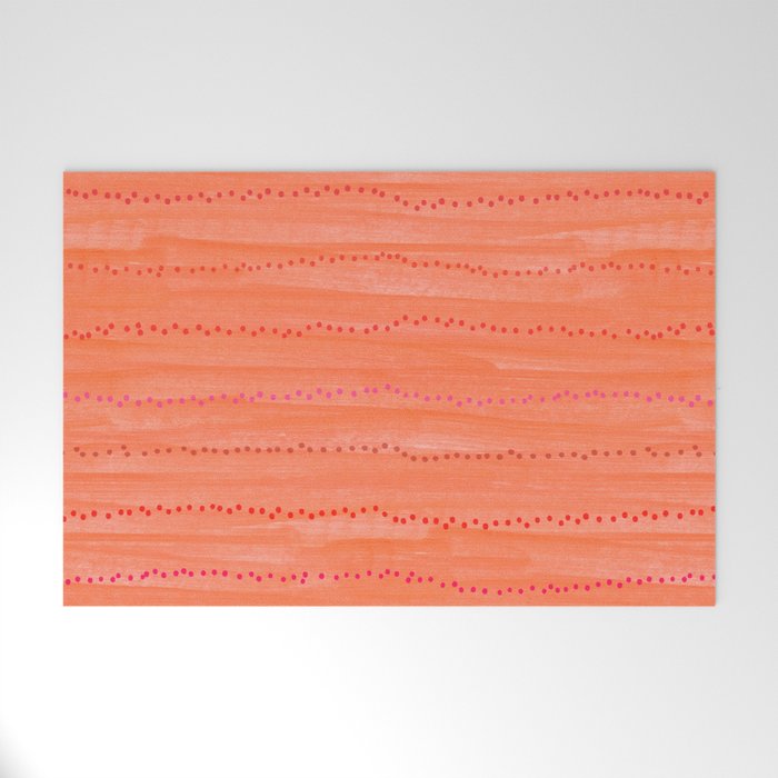 Minimal Doodle Dots in Chili Red Welcome Mat Gallery Image 1