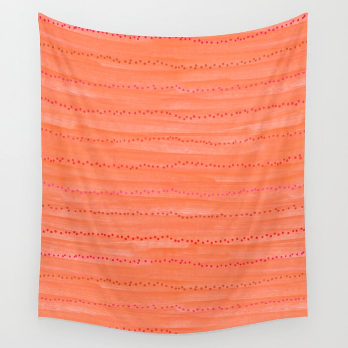 Minimal Doodle Dots in Chili Red Wall Tapestry Gallery Image 4