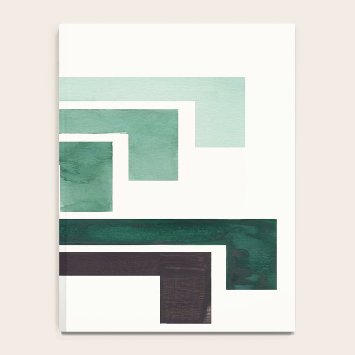 Deep Green Pattern Mid-century Modern Simple Geometric Pattern Watercolor Minimalist Art Squares Notebook Gallery Image 4