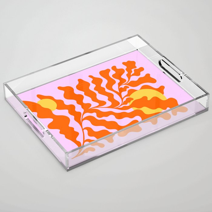 Matisse cut-outs - Pink & Orange Leaf on Sun Acrylic Tray Gallery Image 1