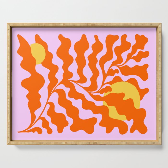 Matisse cut-outs - Pink & Orange Leaf on Sun Serving Tray Gallery Image 1