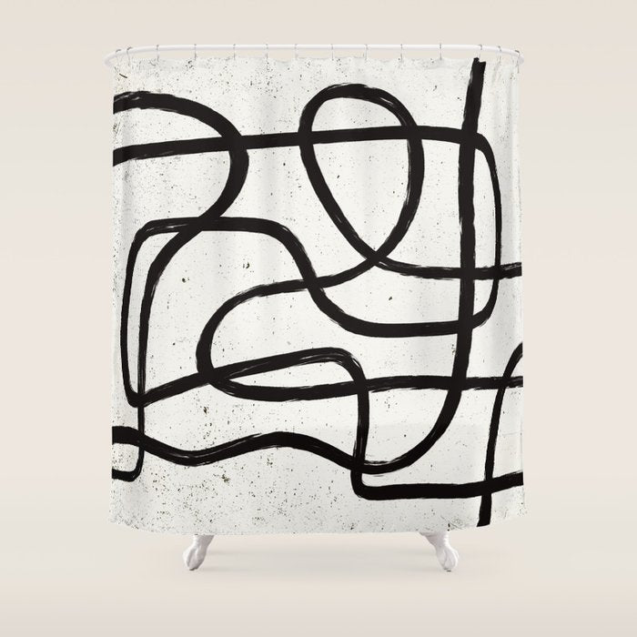 Japandi Minimal Marker Shapes Shower Curtain Gallery Image 1