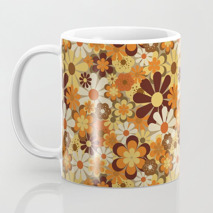 70's Floral Prints, Retro Art Coffee Mug Gallery Image 3
