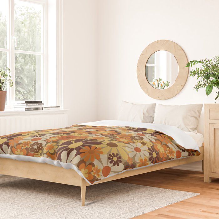 70's Floral Prints, Retro Art Duvet Cover Gallery Image 2