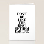 Don't Be Like the Rest of them Darling black-white typography poster black and white wall home decor Stationery Card Gallery Image 2