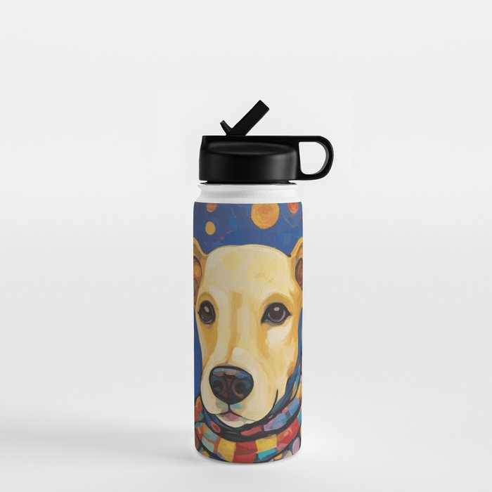 Gustav Klimt Style Dog in a Starry Night Landscape  Water Bottle Gallery Image 1