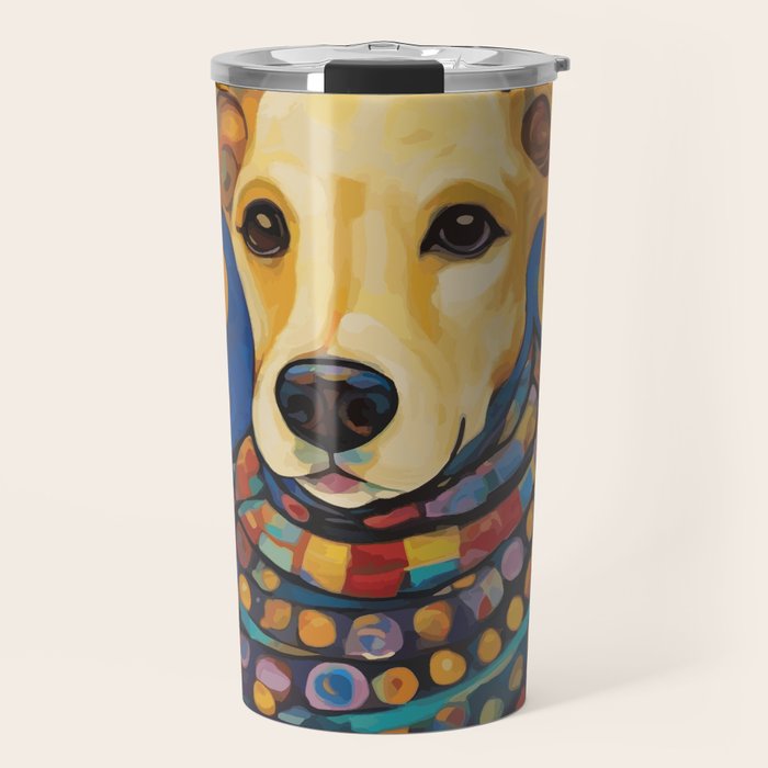 Gustav Klimt Style Dog in a Starry Night Landscape  Travel Mug Gallery Image 1