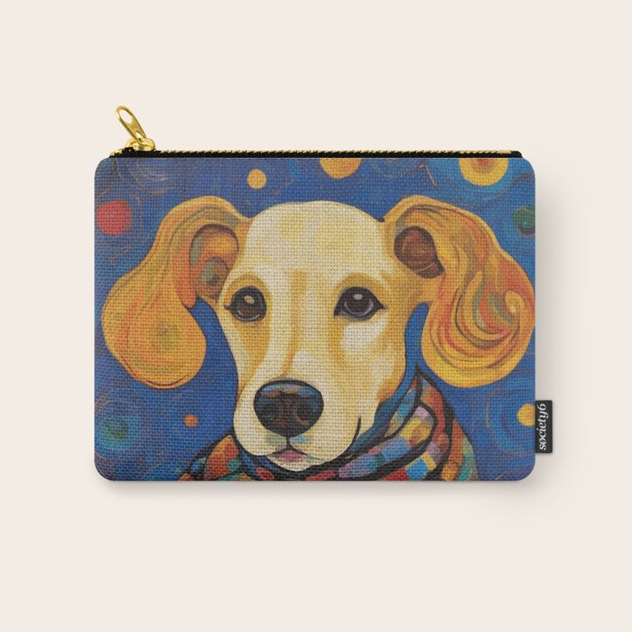 Gustav Klimt Style Dog in a Starry Night Landscape  Carry All Pouch Gallery Image 1