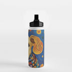 Gustav Klimt Style Dog in a Starry Night Landscape  Water Bottle Gallery Image 2