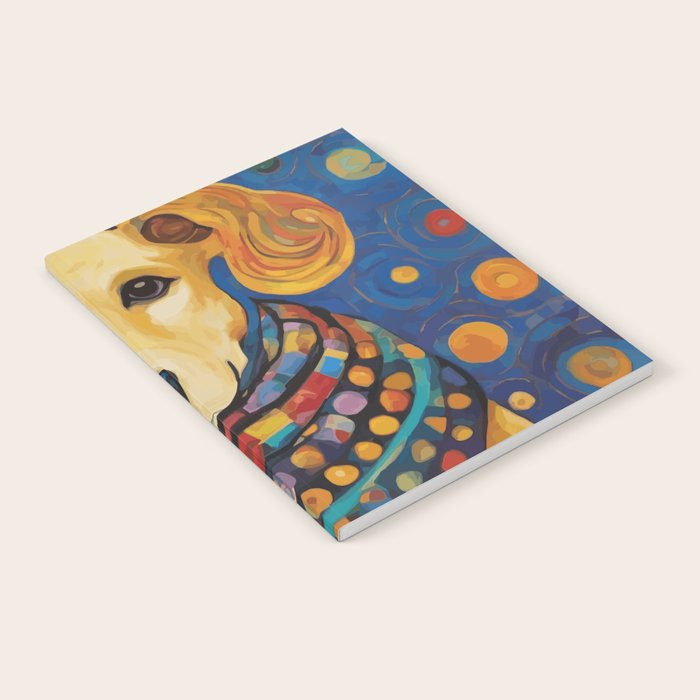 Gustav Klimt Style Dog in a Starry Night Landscape  Notebook Gallery Image 2