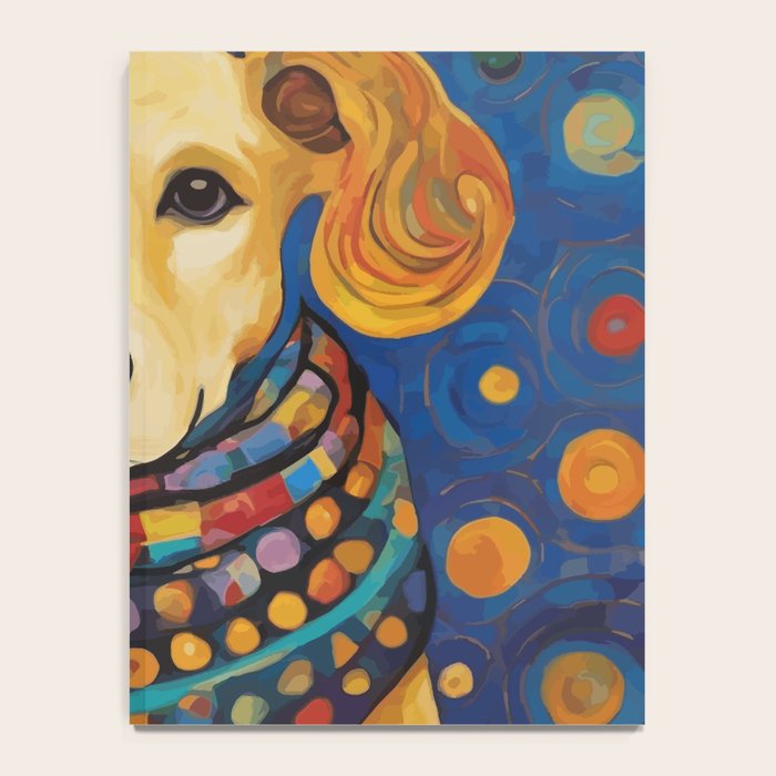 Gustav Klimt Style Dog in a Starry Night Landscape  Notebook Gallery Image 4