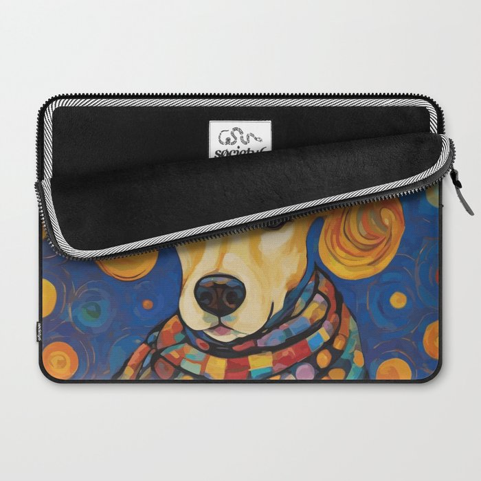 Gustav Klimt Style Dog in a Starry Night Landscape  Laptop Sleeve Gallery Image 2
