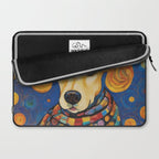 Gustav Klimt Style Dog in a Starry Night Landscape  Laptop Sleeve Gallery Image 2