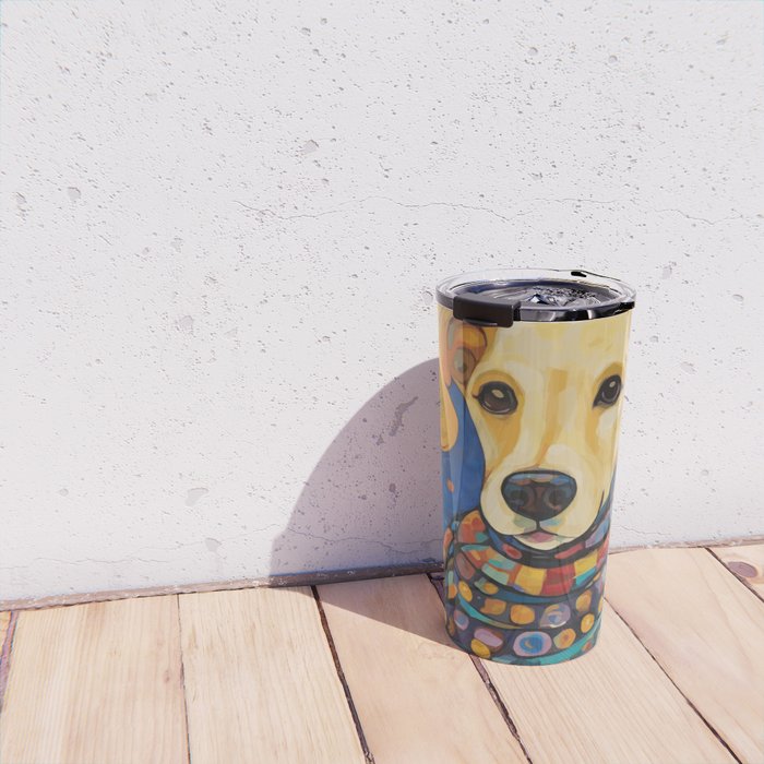 Gustav Klimt Style Dog in a Starry Night Landscape  Travel Mug Gallery Image 4