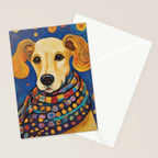Gustav Klimt Style Dog in a Starry Night Landscape  Stationery Card Gallery Image 2