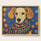 Gustav Klimt Style Dog in a Starry Night Landscape  Serving Tray Gallery Image 1