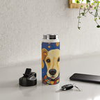 Gustav Klimt Style Dog in a Starry Night Landscape  Water Bottle Gallery Image 4