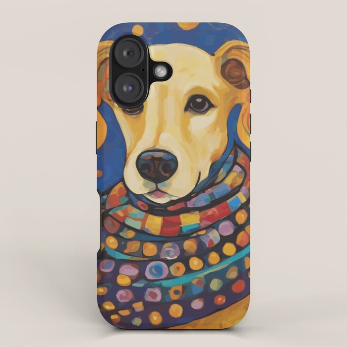 Gustav Klimt Style Dog in a Starry Night Landscape  iPhone Case Gallery Image 1