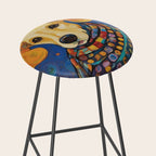 Gustav Klimt Style Dog in a Starry Night Landscape  Stool Gallery Image 2