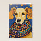 Gustav Klimt Style Dog in a Starry Night Landscape  Stationery Card Gallery Image 2