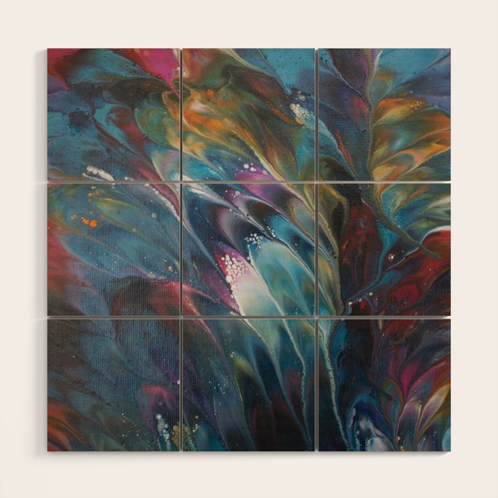 Multi Feather Splash Wood Wall Art Gallery Image 1
