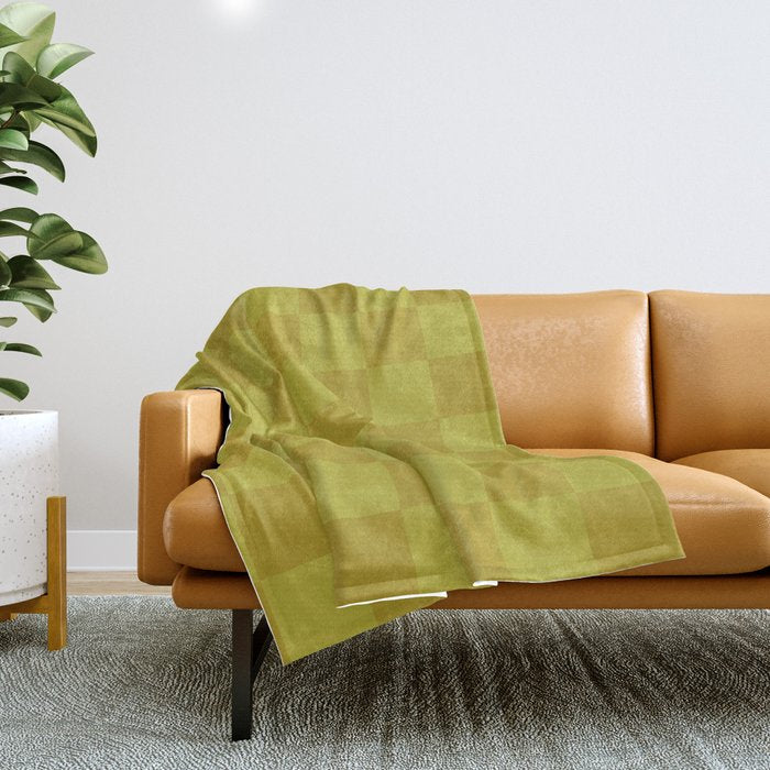 Chartreuse x Yellow Chartreuse Mixed Checker Throw Blanket Gallery Image 1