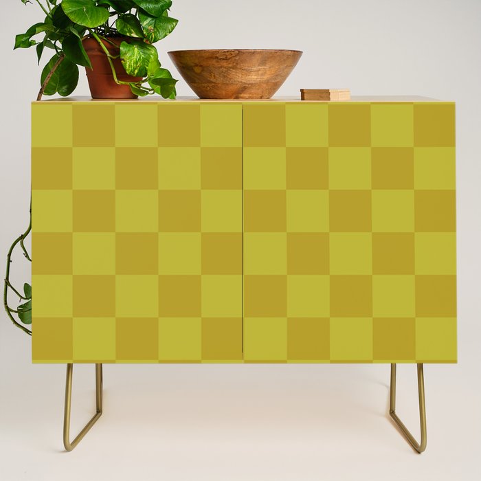 Chartreuse x Yellow Chartreuse Mixed Checker Credenza Gallery Image 1