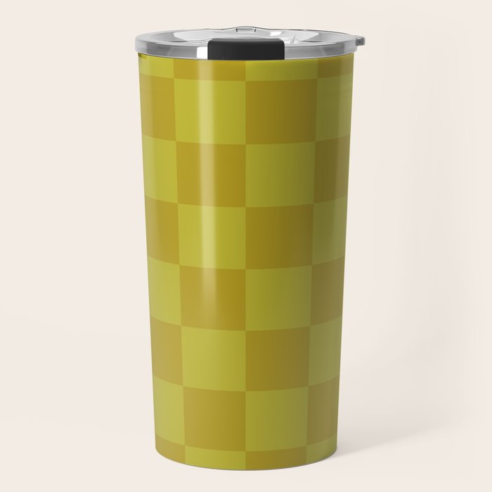 Chartreuse x Yellow Chartreuse Mixed Checker Travel Mug Gallery Image 1