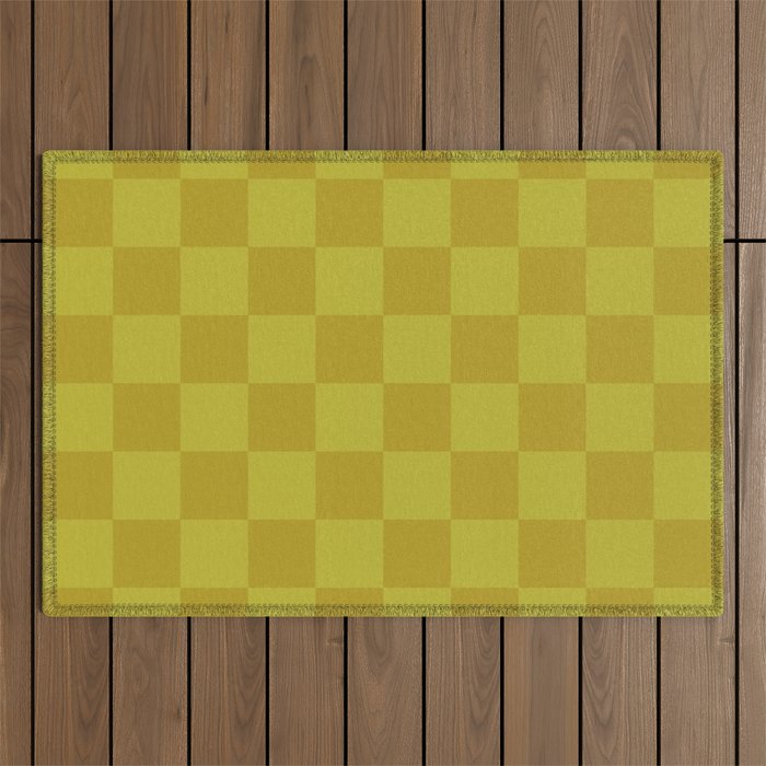Chartreuse x Yellow Chartreuse Mixed Checker Outdoor Rug Gallery Image 1