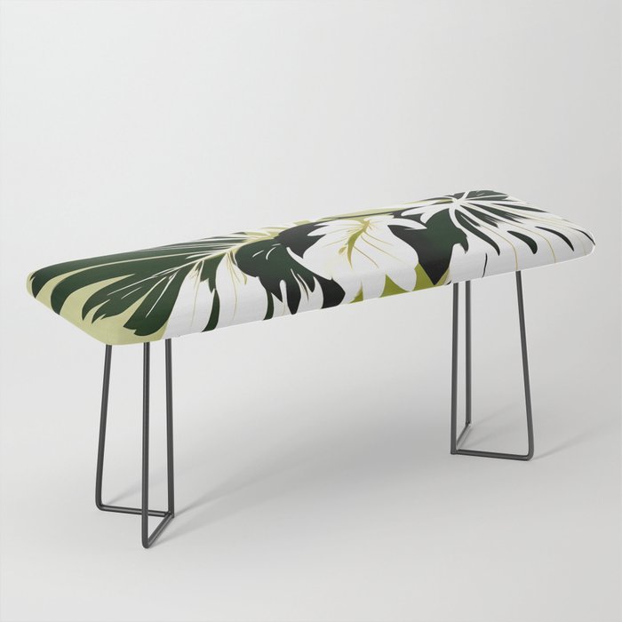 Monsterous, Monstera Tropical Botanical Nature, Jungle Green Scandinavian, Eclectic Garden Bohemian Leaves Illustration, Painting Vintage Variegated Plants   Bench Gallery Image 1