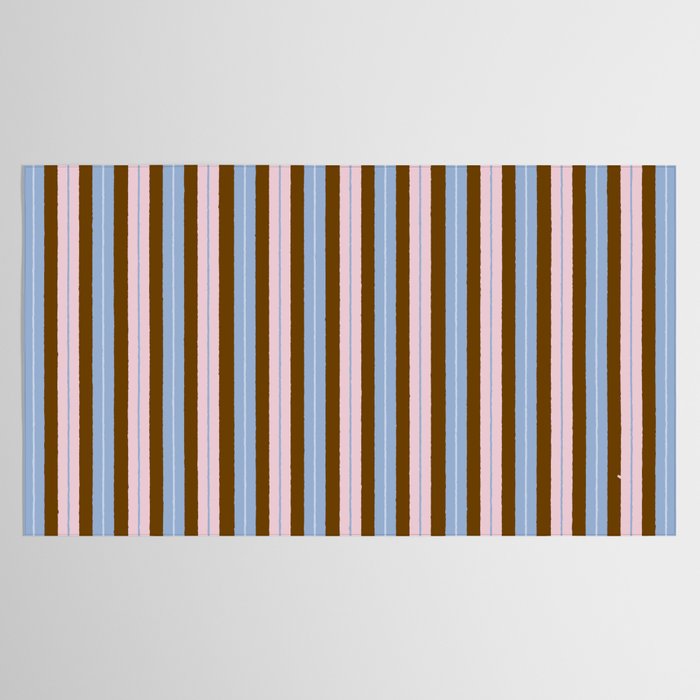 Vertical Stripes Double Stripe Pattern in Pastel Blue Pink Brown Tablecloth Gallery Image 2
